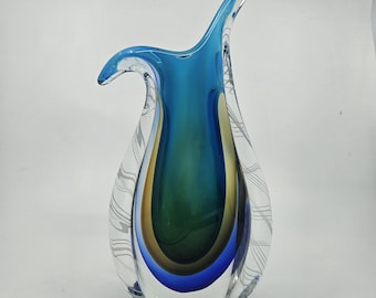 Jarrón de cristal Murano Sommerso con forma de lágrima