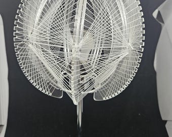 Lampa stołowa vintage, akryl z przezroczystym nylonem, styl Paula Secona