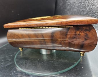 ヴィンテージ イタリア製 象嵌入り 木製 花柄 オルゴール ジュエリー