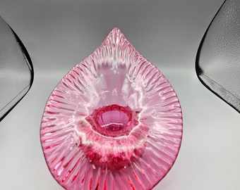 Jarrón vintage Pilgrim Art Glass Cranberry Jack-in-the-Pulpit JIP