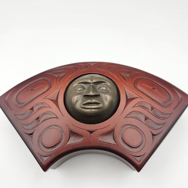 Rare Fan Box with bronze moon face in center. BOMA CANADA