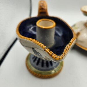 Vintage Trio of Italian Majolica Handpainted Ceramic Candle Holders and ...