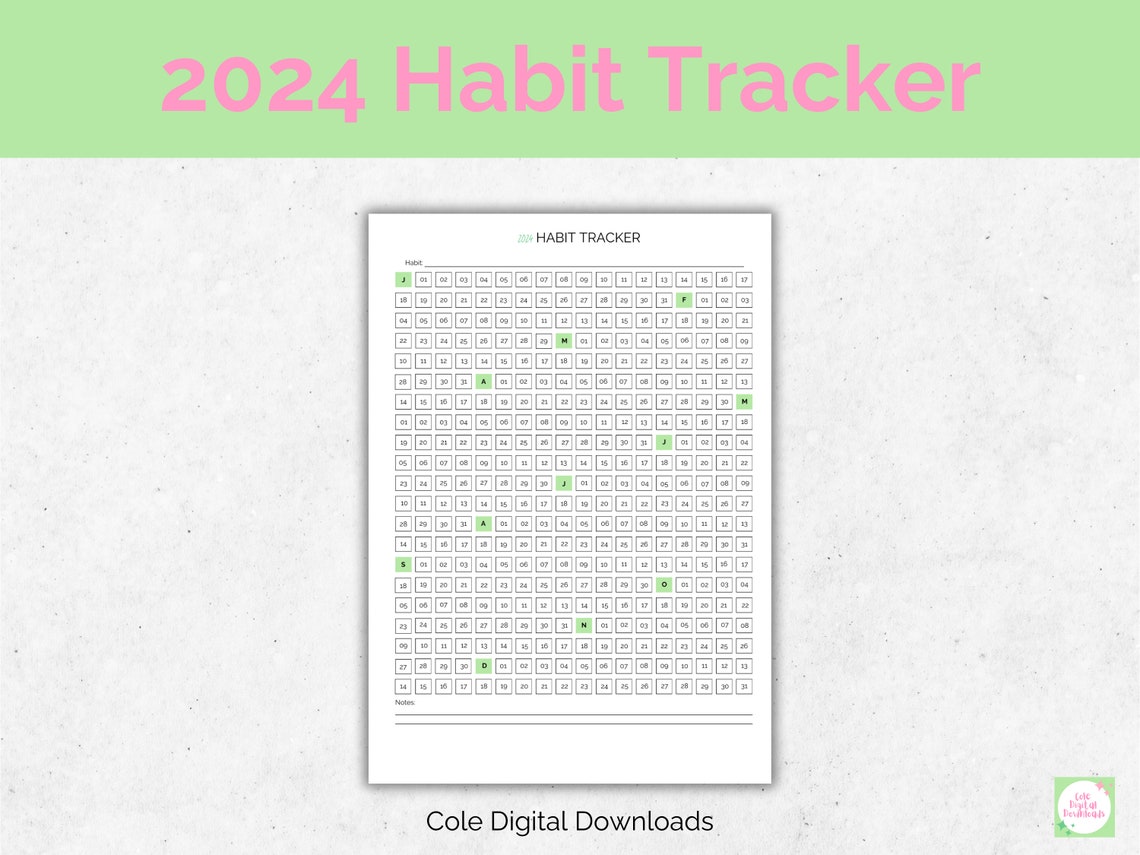 2024 Habit Tracker Printable | Goal Setting and Progress Journal | New ...