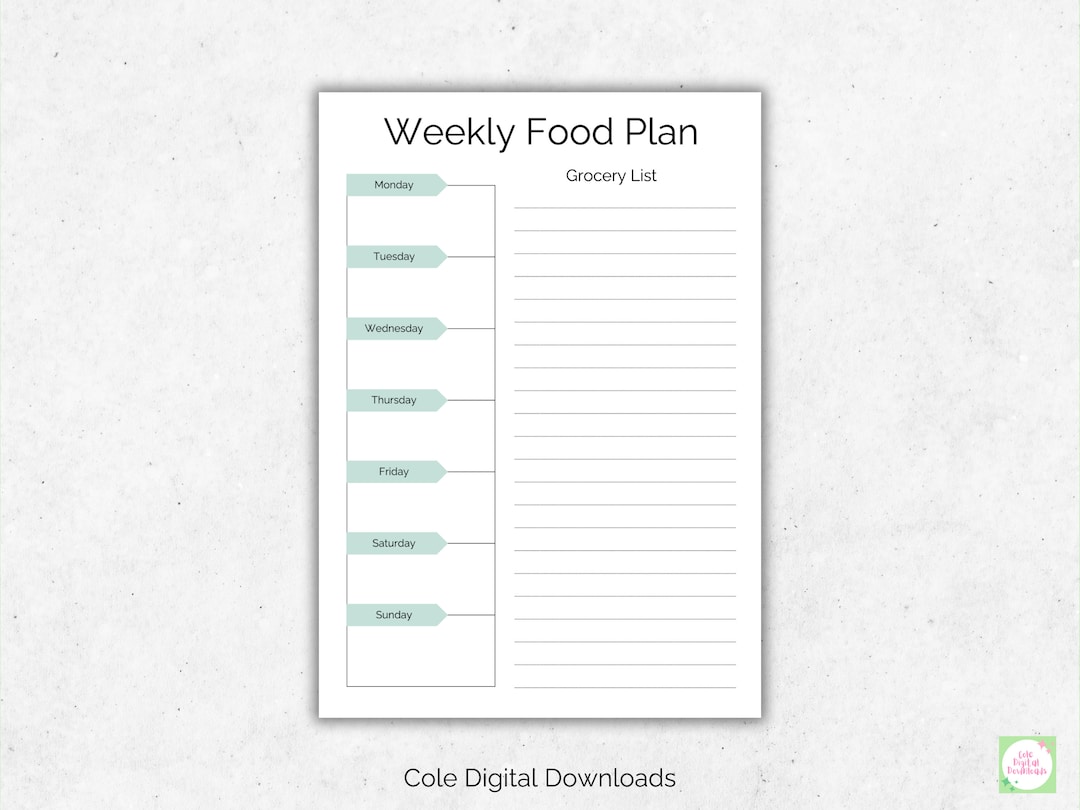 Printable Weekly Meal Planner With Grocery List - Streamline Meal Prep ...