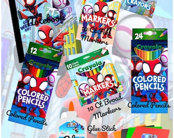 Plantillas de útiles escolares de Spidey y sus amigos: editables en Canva