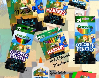 Plantillas de útiles escolares de Minecraft: editables en Canva