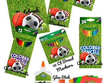 Plantillas de útiles escolares con temática deportiva: editables en Canva