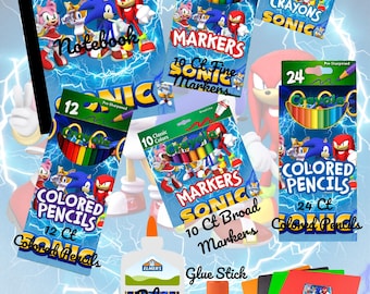 Plantillas de útiles escolares de Sonic: editables en Canva