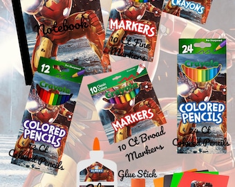 Plantillas de útiles escolares del Ironman: editables en Canva