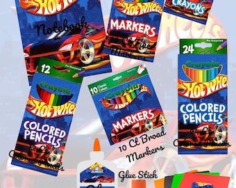 Plantillas de útiles escolares de Hot Wheels: editables en Canva