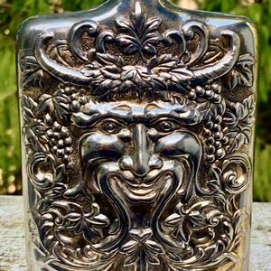 Vintage BACCHUS Silver Plated Flask Godinger 1983 Sticker