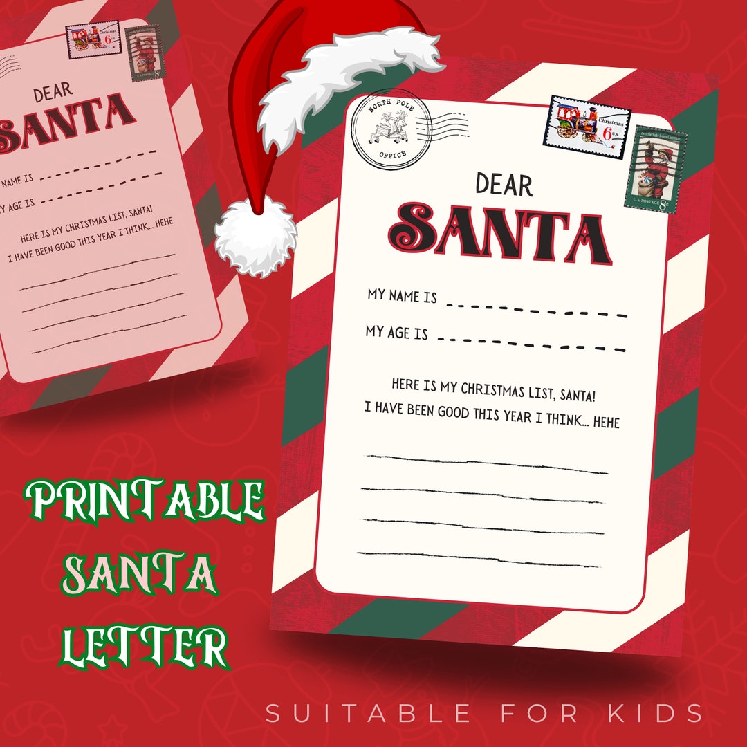 Santa List PDF Downloadable Kids Friendly Letter to Santa - Etsy