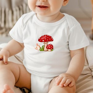 Baby body personalized/ pregnancy announcement/ birth gift/ mushrooms/ little mouse/ / baby/ short sleeve/ romper/ baby body suite/ baby bodie