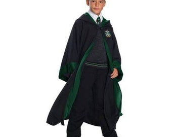 Slytherin Robe Deluxe Harry Potter Wizard Halloween Child Costume Cosplay M  7-8