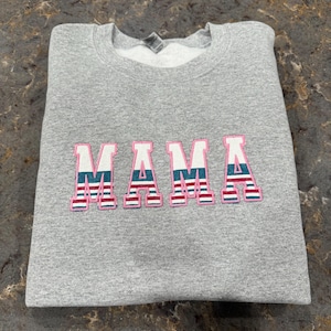 Swaddle/Hospital Blanket MAMA Applique Embroidered Sweatshirt, Hospital Blanket Embroidered Sweatshirt Baby Keepsake Appliqué Sweatshirt