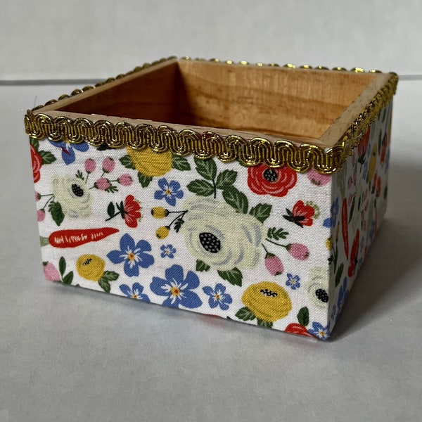Fabric-covered wooden box