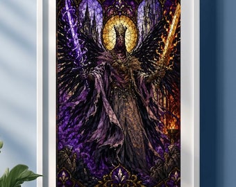 Pontiff Sulyvahn Stained Glass Poster – Dark Souls III Inspired Gothic Wall Art