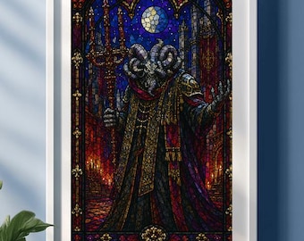 Mohg, Lord of Blood – Stained Glass Poster | Elden Ring Inspired Dark Fantasy Wall Art