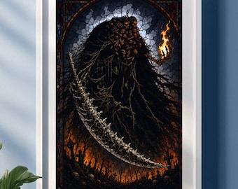 Gravelord Nito Stained Glass Poster – Dark Souls Inspired Gothic Wall Art