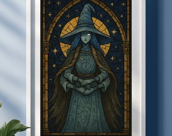 Ranni Elden Ring Art Print: Stained Glass Lunar Witch Poster