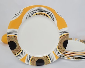 Assiettes en céramique d'art africain pour la salle à manger et la décoration d'intérieur (LOT de 6 assiettes) Idées cadeaux, gravures africaines, vaisselle africaine, Ankara, cadeau pour maman