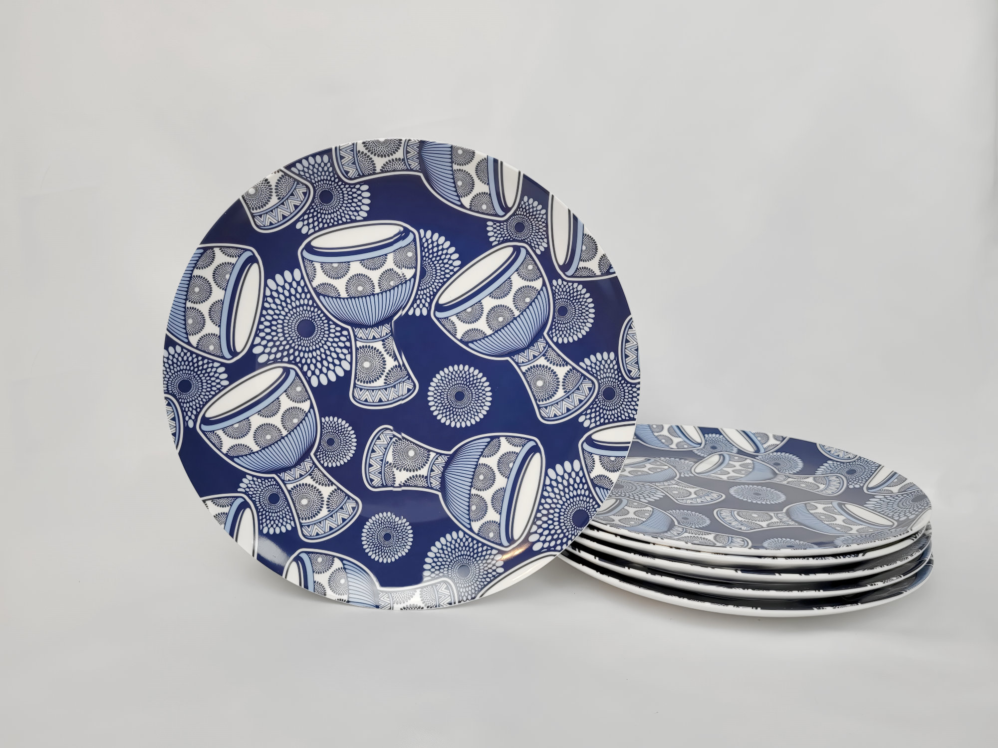 Ankara Ceramic Plates SET OF 6 African Art Plates for Dining, Home
