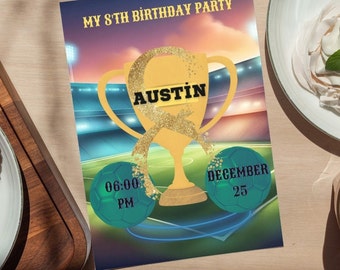 Soccer Birthday Invitation , Birthday Party , Soccer Invitation, Custom Design