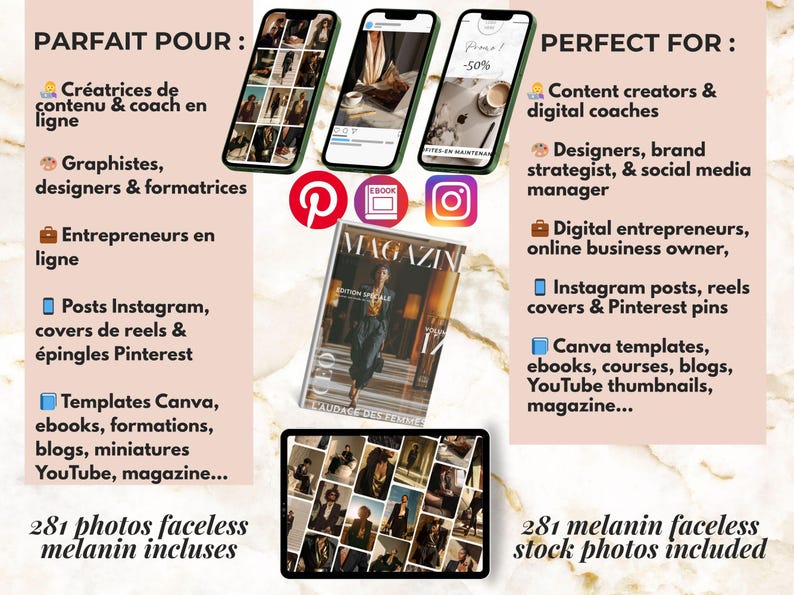 Melanin boss babe faceless stock photos perfect for cover reel Instagram, social media, Pinterest, Canva templates, eBooks and digital brands (PLR MRR license)