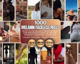 Melanin faceless reels bundle for Instagram, melanin videos for faceless marketing with Master Resell Rights, plr faceless videos