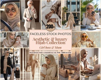 200+ Faceless Hijab Stock Photos | Muslim Aesthetic Neutral Images | Instagram Reel & Pinterest Covers | Commercial PLR + MRR License