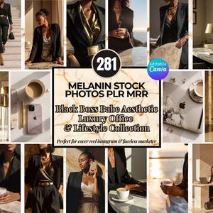 281 Melanin faceless stock photos – black boss babe aesthetic, luxury office and lifestyle collection, PLR and MRR license included