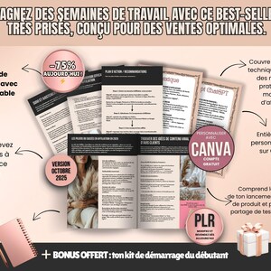 Aperçu du contenu complet du guide PLR : workbook, lexique, prompts ChatGPT, plan d’action et fiches pratiques, 100 % en français.