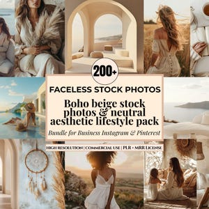 Faceless business aesthetic photos, natural beige boho chic stock photos, neutral beige aesthetic content, faceless marketing stock images