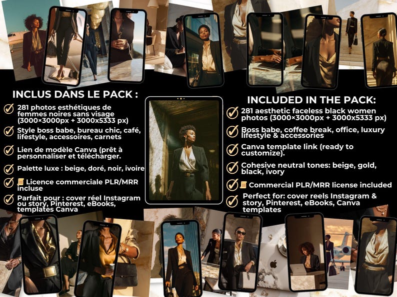Included in the Melanin Boss Babe Stock Photo Pack – 281 faceless black women images, luxury office & lifestyle collection with PLR MRR license