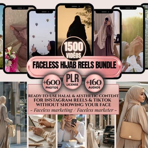 1500 echte moslims & gezichtsloze islam. Esthetische moslimvideobank met hijabs voor sociale media +400 foto's +100 audiobestanden + PLR MRR-licentie