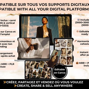 Melanin Faceless Stock Photos – Canva editable pack with square and vertical formats, compatible with all digital platforms, PLR MRR license included