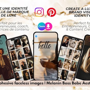 Melanin faceless stock photos for women entrepreneurs : create a luxury brand identity with cohesive black boss babe aesthetic