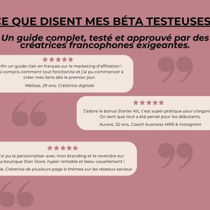 Témoignages et retours de bêta-testeuses soulignant la clarté et la qualité du guide PLR francophone sur le marketing d’affiliation.