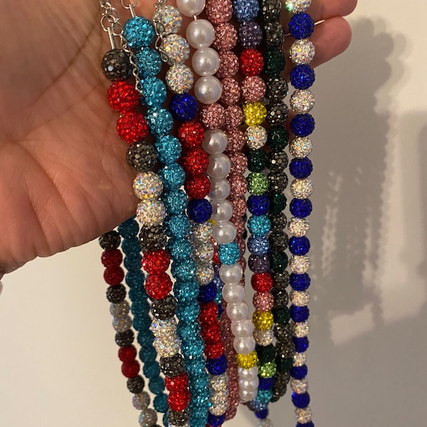 FREE SHIP - CUSTOMIZE Your Baseball Beaded Necklace - Many Color Options! - Bling Rhinestone - Pollyanna - Alvarado Baseball - Lobster Clasp