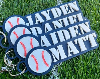 Custom 3D Printed Baseball Bag Tag: Personalized Team Keychain