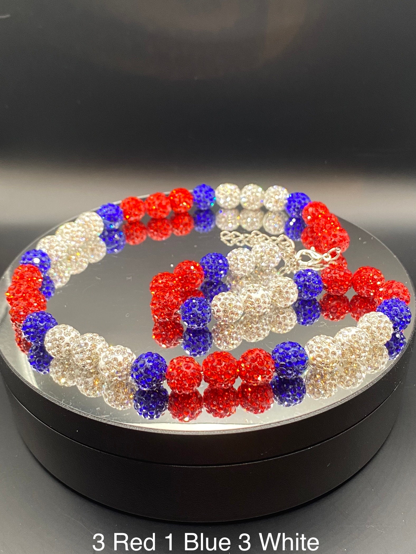 Red, White & Blue Rhinestone Bead Strand