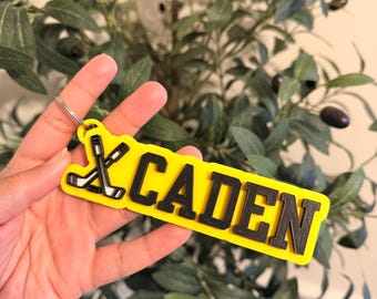 Custom Name Hockey Bag Tag | 3D Printed Team Keychain