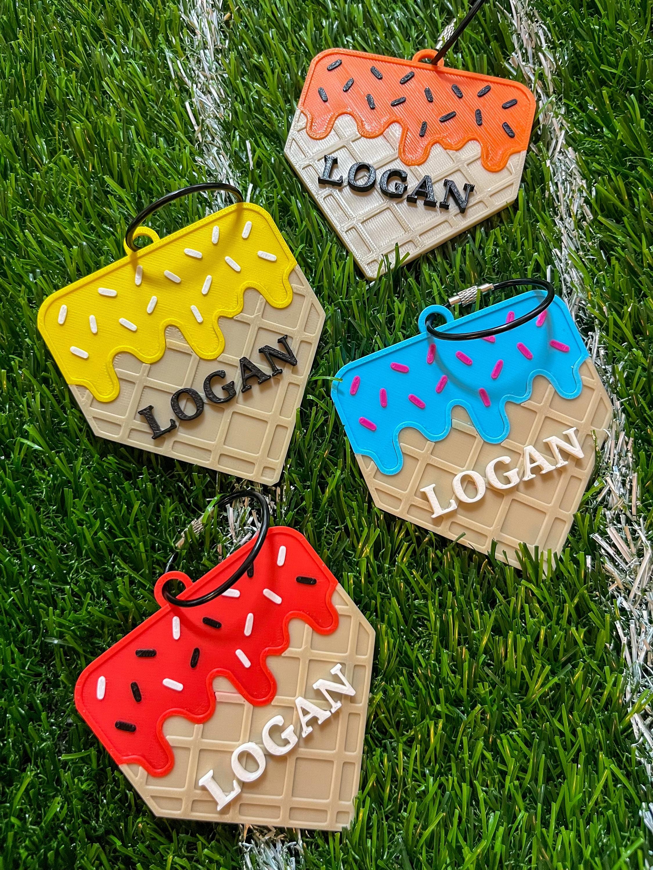 Custom Baseball Ice Cream Drip Keychain: Personalized Bag Tag