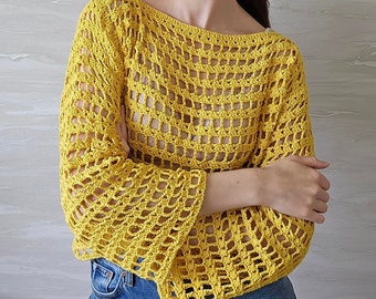 Crochet summer top pattern, Crochet boho style top, Crochet woman top XS-XXL pattern, Handmade crochet top, Handmade crochet blouse for her