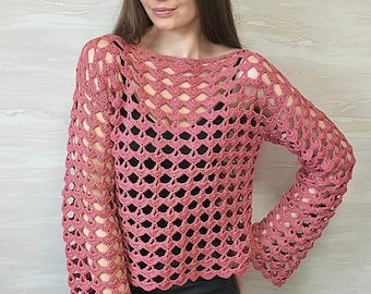 Patrón de top de crochet, Patrón de blusa de crochet, Patrón de
