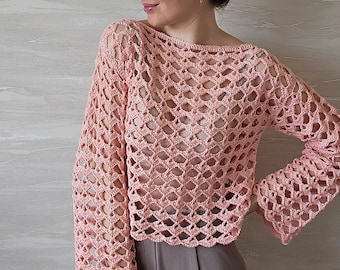 Tejido Blusas Largas A Crochet Mangas Tejidas Top Manga Larga