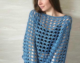 Patrón de blusa de mujer a crochet tallas XS-XXL, Blusa de verano