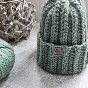 Crochet wool beanie PDF pattern, Crochet winter hat pattern, Easy crochet winter beanie pattern, Crochet hat pattern for adult, Crochet caps