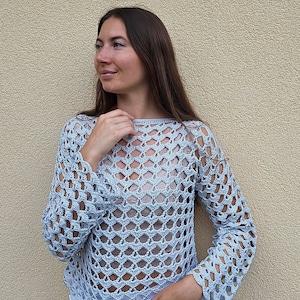 Crochet woman top, Crochet summer top, Crochet blouse for her, Handmade crochet sweater, Crochet peplum top, Crochet tank top, Crochet top