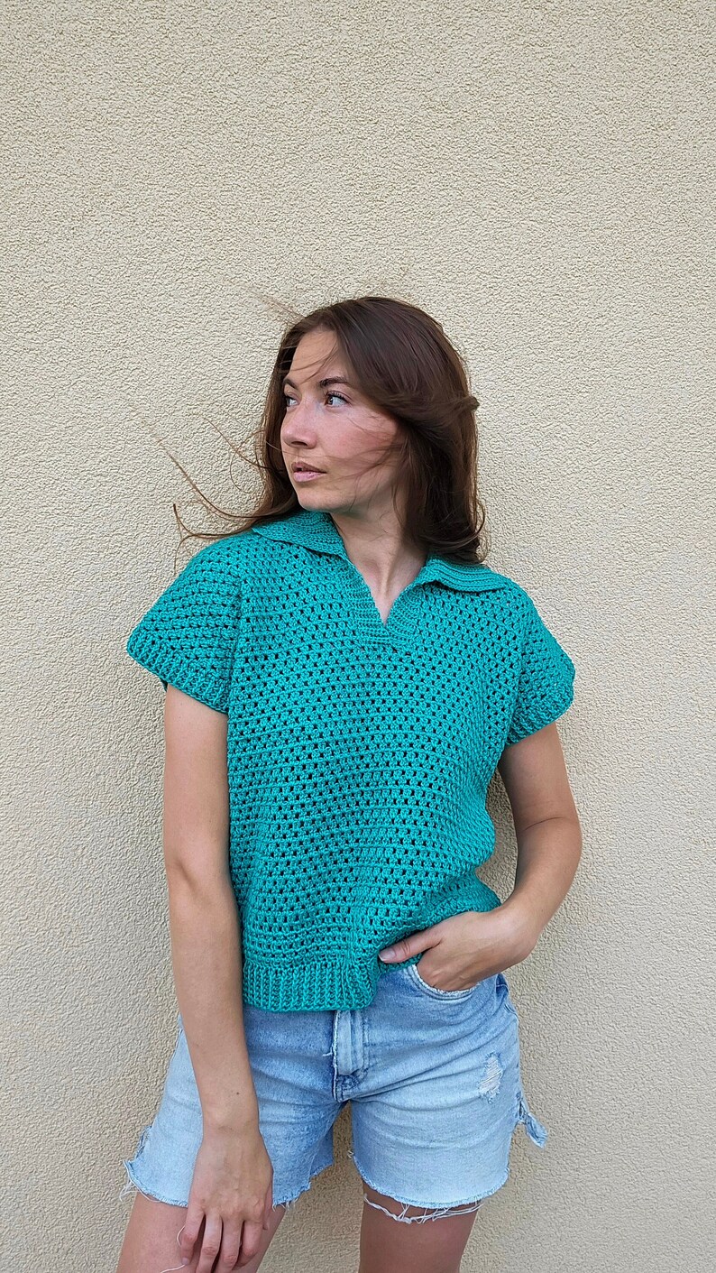 Crochet Summer Shirt Crochet Shirt Crochet Overshirt Crochet Collar